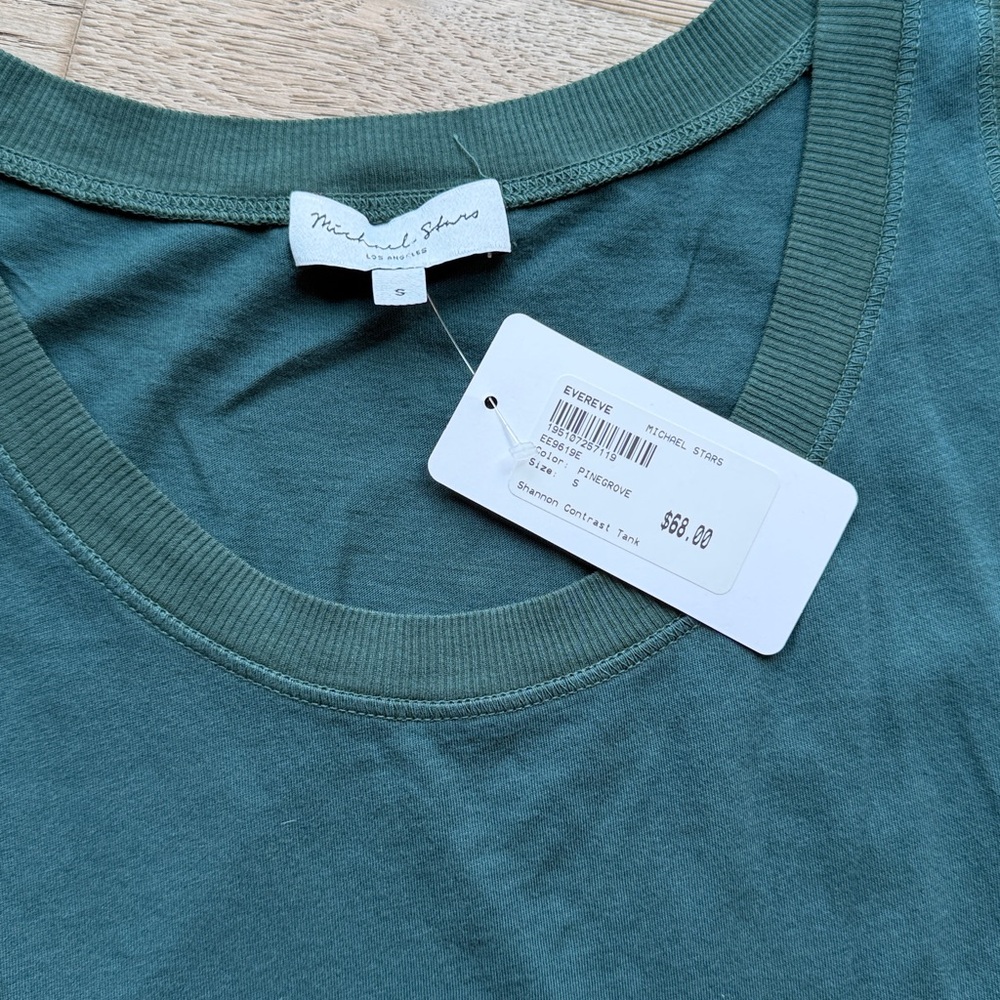 NWT Michael Stars 'Shannon Contrast Tank' in Pinegrove (Small) Retail: $68 - Picture 2 of 8